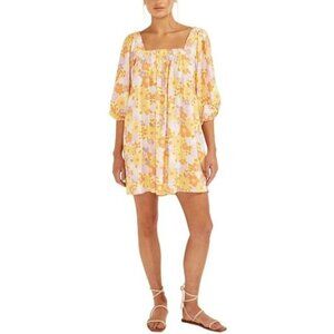 Auguste Roxanne Cassia Mini Dress Retro Floral Puff Sleeve Boho Womens Small